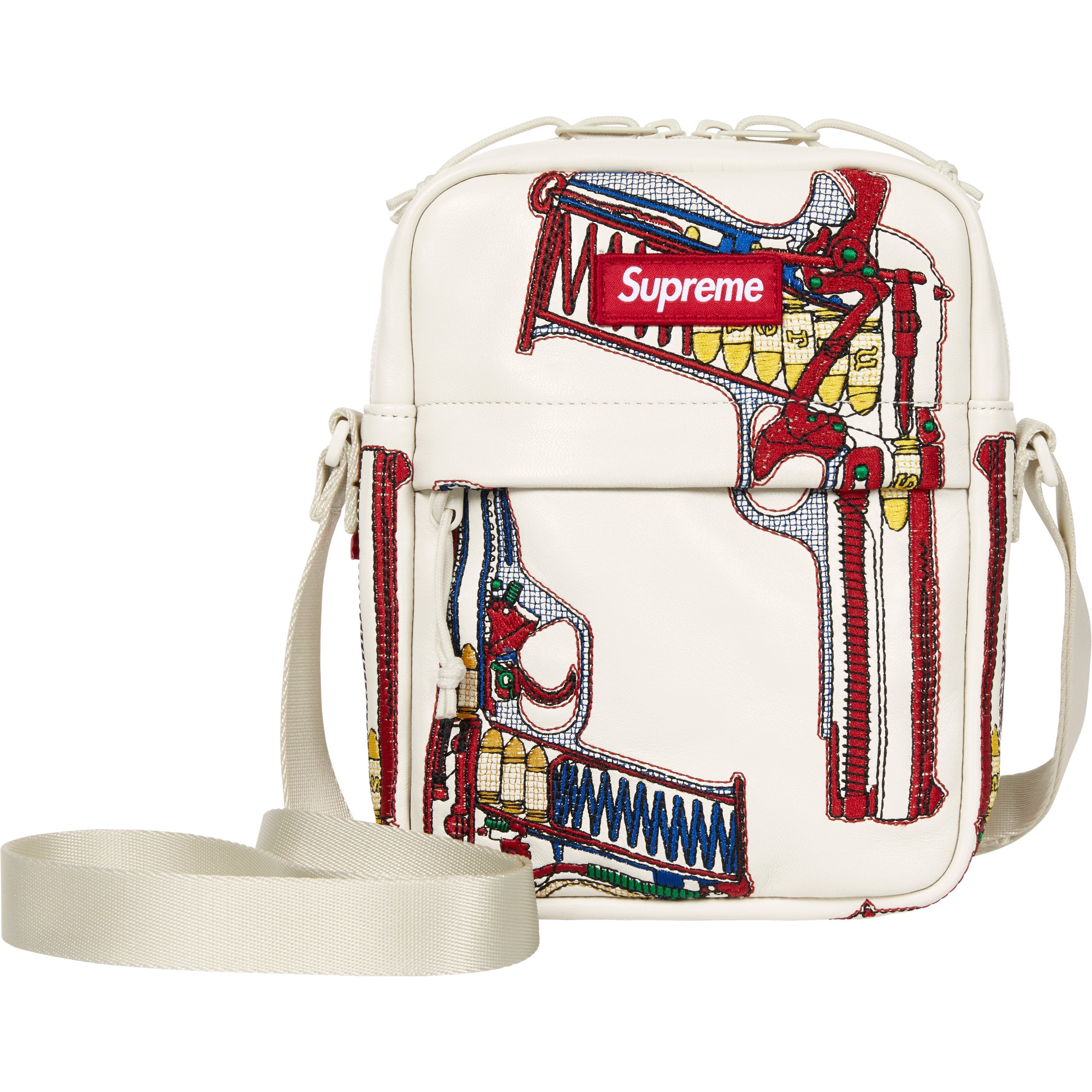 Guns Embroidered Leather Shoulder Bag view 8
